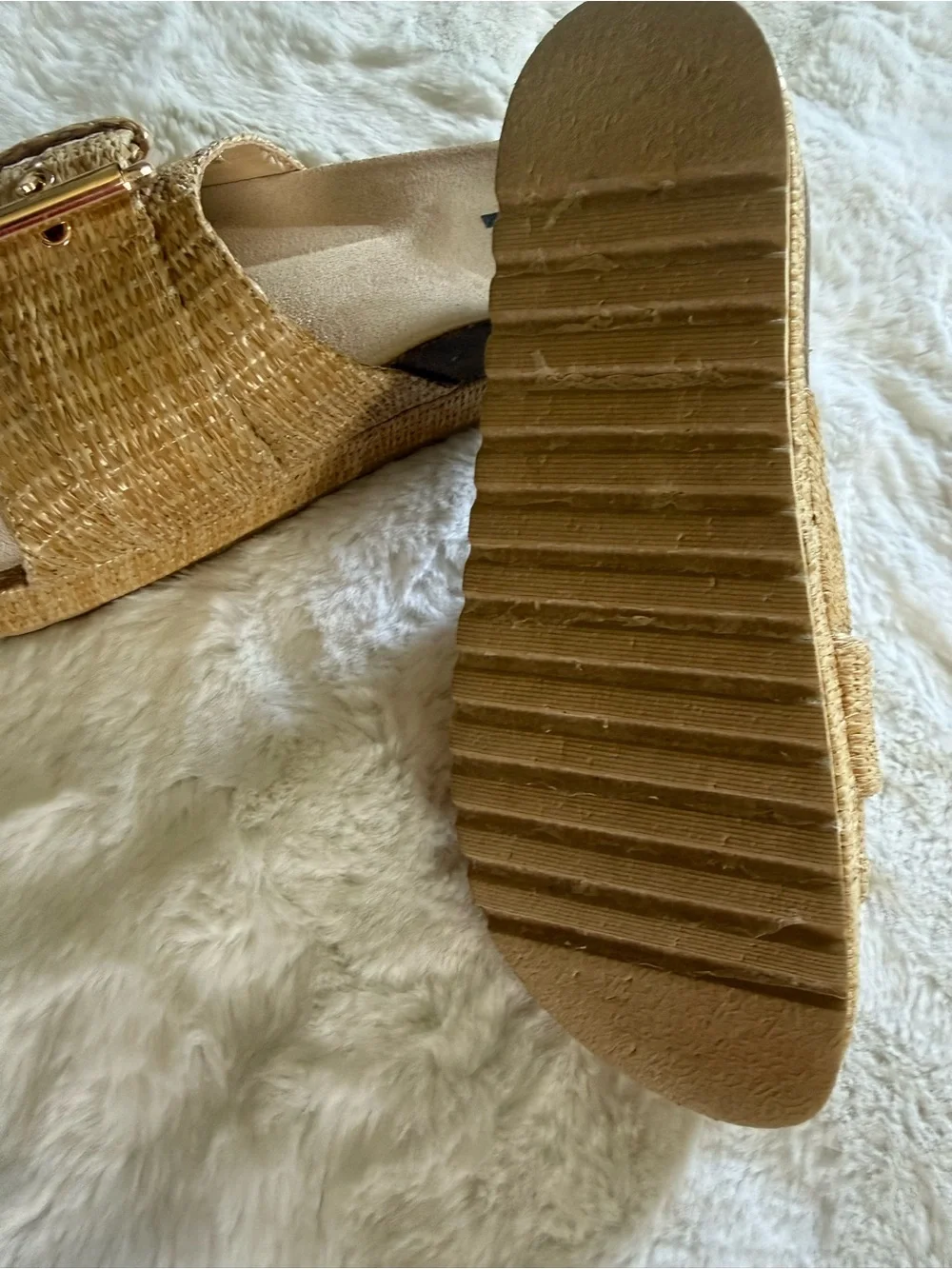 NEW DL1990 Palm Island Platform Sandals - Natural
